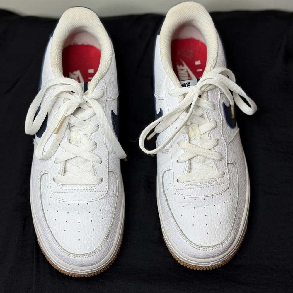 Nike Air Force 1 Low Gs “White Obsdian” Basketball Sneaker size 7Y - Picture 11 of 12